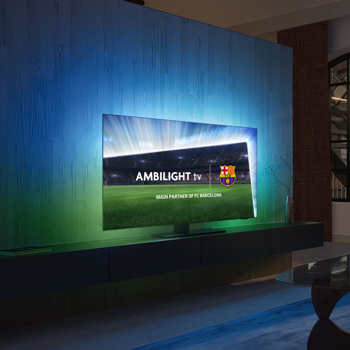 FC Barcelona-kampe med Ambilight TV